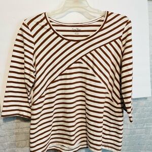 CORAL Bay 100% cotton striped top, size extra large. Three-quarter sleeves
